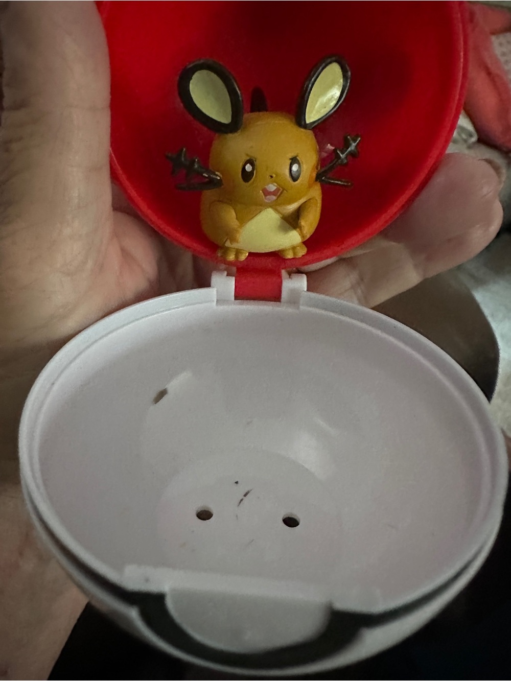 Pokemon Dedenne Figure in Yellow with Red and White Capsule